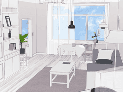 [스케치업] 북유럽풍 소형 아파트 내부