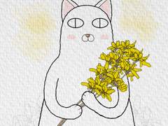 [길냥이 그리기 챌린지] 019 꽃을 든 고양이