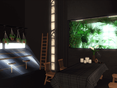 블랙인테리어, 볕이 드는 창문, 한낮의 도서관