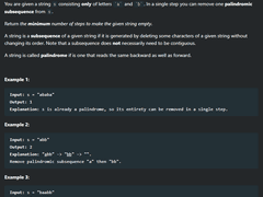 [2022.06.08] 1332. Remove Palindromic Subsequences