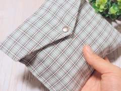 핸드메이드 민트 체크 파우치