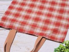 핸드메이드 레드 체크 라운드백