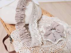 핸드메이드 레이스 헤어밴드 & 스크런치 세트