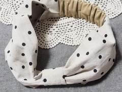 핸드메이드 린넨 도트 헤어밴드