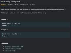 560. Subarray Sum Equals K