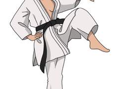 태권도 포즈의 여자