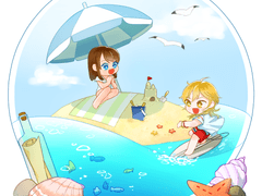 여름해변 반고정틀 커미션