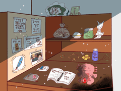 지내던 방에는 흔적이 가득했다.