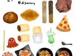 음식 모음 굿노트 스티커 8월ver.