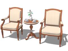 [스케치업 배경 소재] 엔틱 테이블 의자 세트