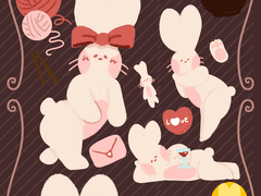 [굿노트 스티커] 러블리 토끼의 가을을 맞이하는 자세