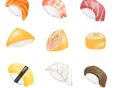 [공유] 모듬 초밥 굿노트 스티커🍣+접시