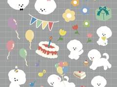 굿노트 비숑 꿈꾸미 생일 파티 스티커