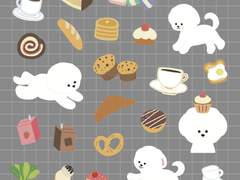 굿노트 비숑 꿈꾸미 카페 스티커