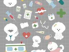 굿노트 비숑 꿈꾸미 병원놀이 스티커