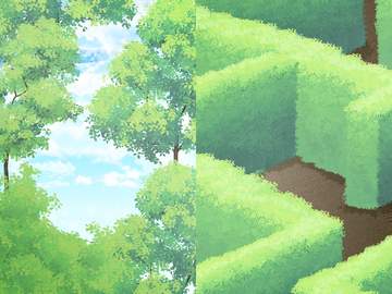 나무와 미로 정원 세트