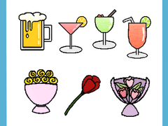 [굿노트 스티커] 픽셀 꽃과 술