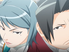 푸른 공간에서 단 둘이 선 미츠루기 레이지와 카루마 메이 Miles Edgeworth x Franziska von Karuma