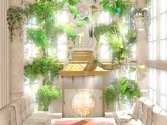 화이트톤 응접실, 햇살과 유리, 대리석과 식물