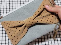 핸드메이드 코듀로이 리본 파우치