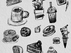 카페 끄적 굿노트 스티커