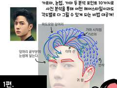 남자 캐릭터 머리카락 그리는 방법-1