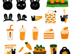 2023 검은 토끼 굿노트 스티커