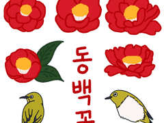 동백꽃 스티커(빨강,분홍,흰색)