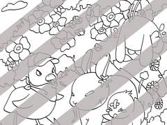 컬러링시트 0003 : animal_rabbit_duck_chick_wildflower_kid