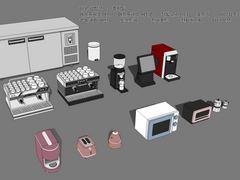 [스케치업] 카페용 소품 스케치업 에스프레소 머신 커피 머신 전동 그라인더 / 웹툰 배경 스케치업 skp