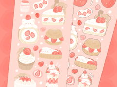 Creamy Strawberries / 굿노트 딸기 디저트 스티커