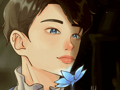 자택에서 꽃을 보고 있는 한 남자...