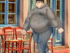 걷고 있는 둔둔한 사람