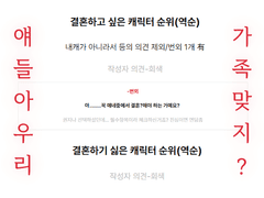 제1회 탐라배 청춘망상 결혼하고싶은/싫은 캐릭터 투표