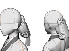 쪽머리, 새앙머리, 한복 깃 3D 소재