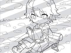 컬러링시트 0013 : character_boy_SD_read_book_chair