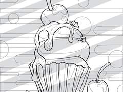 컬러링시트 0015 : food_snack_cupcake_cherry_cake