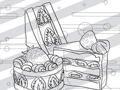 컬러링시트 0016 : food_snack_strawberry-cake_strawberry_cake