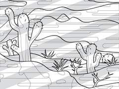 컬러링시트 0017 : landscape_desert_cactus_sand