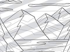 컬러링시트 0020 : landscape_mountain_lake_moon_night-sky_tree