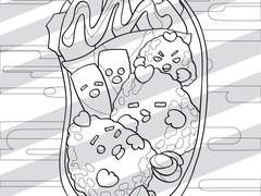 컬러링시트 0026 : object_lunch-box_rice_chicken_bottle_egg-roll