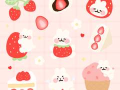 [굿노트 스티커] 딸기 좋아🍓 토끼씨🐰❤️