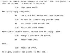 탑건2 스트립트-"sorry i couldn’t be "there