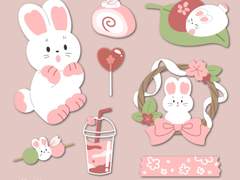 벚꽃토끼 굿노트 스티커