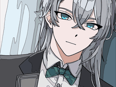 컬러링시트 0038 : character_silver-hair_green-blue-eyes_sharp_eyes_young-gentleman_charming-young-man