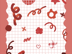 [몽글통통] 잘려있는 동글동글 컨페티 스티커 RED