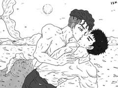 물에 빠진 정대만을 구해주는 인어 태섭