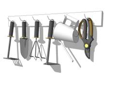 스케치업 소재 : 모종삽, 갈퀴, 전정가위, 물뿌리개 등 가드닝 용품 6종 유료배포