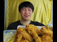 먹방 브베 - 치킨마루 크리스피 치킨, 샘표 황도 먹방~