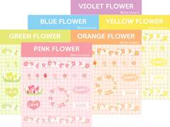 레인보우 플라워 스티커팩 6개